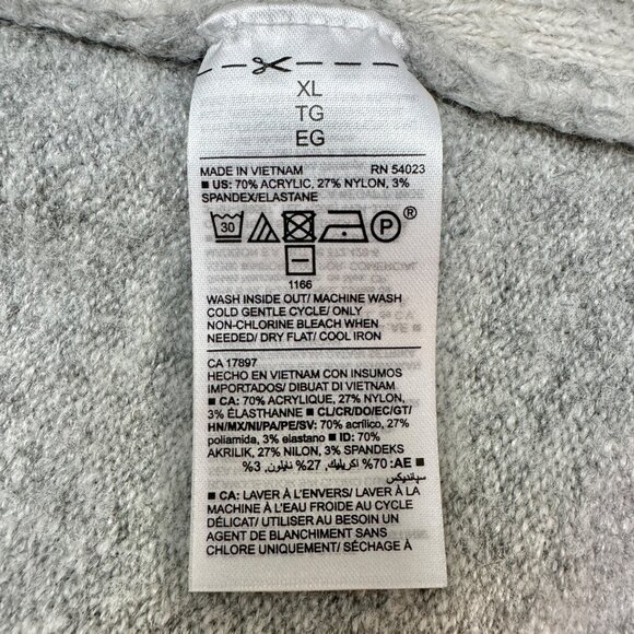 Old Navy Sweater Womens XL Gray White Plaid LS Super Soft Acrylic/Nylon Blend - Picture 7 of 10